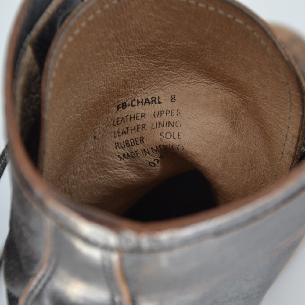 Freebird by Steven Charlie Distressed Leather Combat Boots Lace Up Black Women 8 - Picture 9 of 9